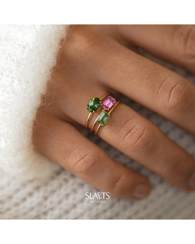 SLAETS Jewellery East-West Mini Ring Green Tourmaline, 18kt Rose Gold (watches)